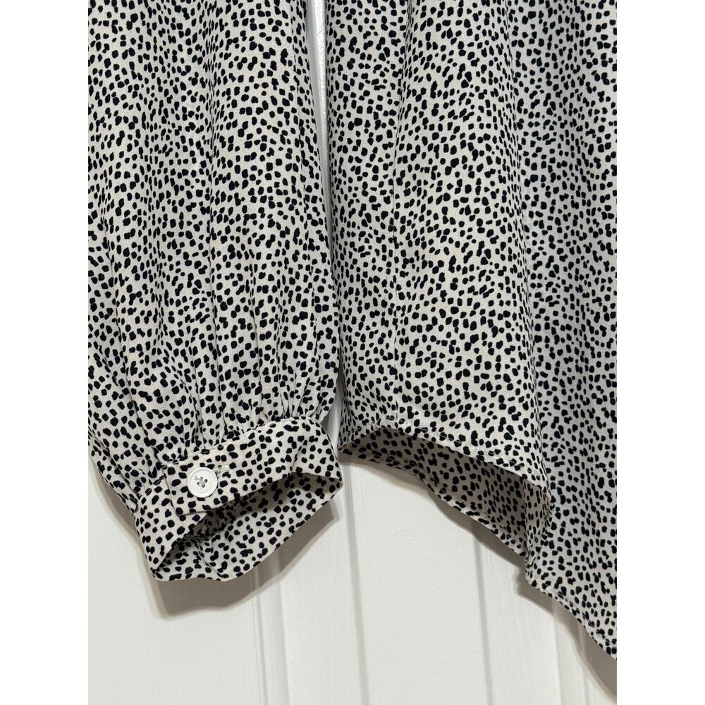 Ann Taylor Off-White and Black Speckled Print Blouse, Size M - Picture 3 of 6